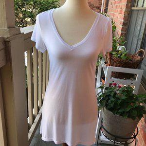 "S.Wear" Semi Sheer Hi-Low White Short SleeveTunic